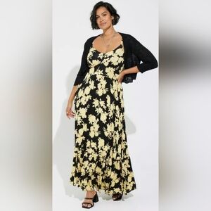 torrid Black Maxi Dress with Pale Yellow Floral Print